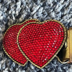 Madeline Beth Heart Buckle Leather gold belt